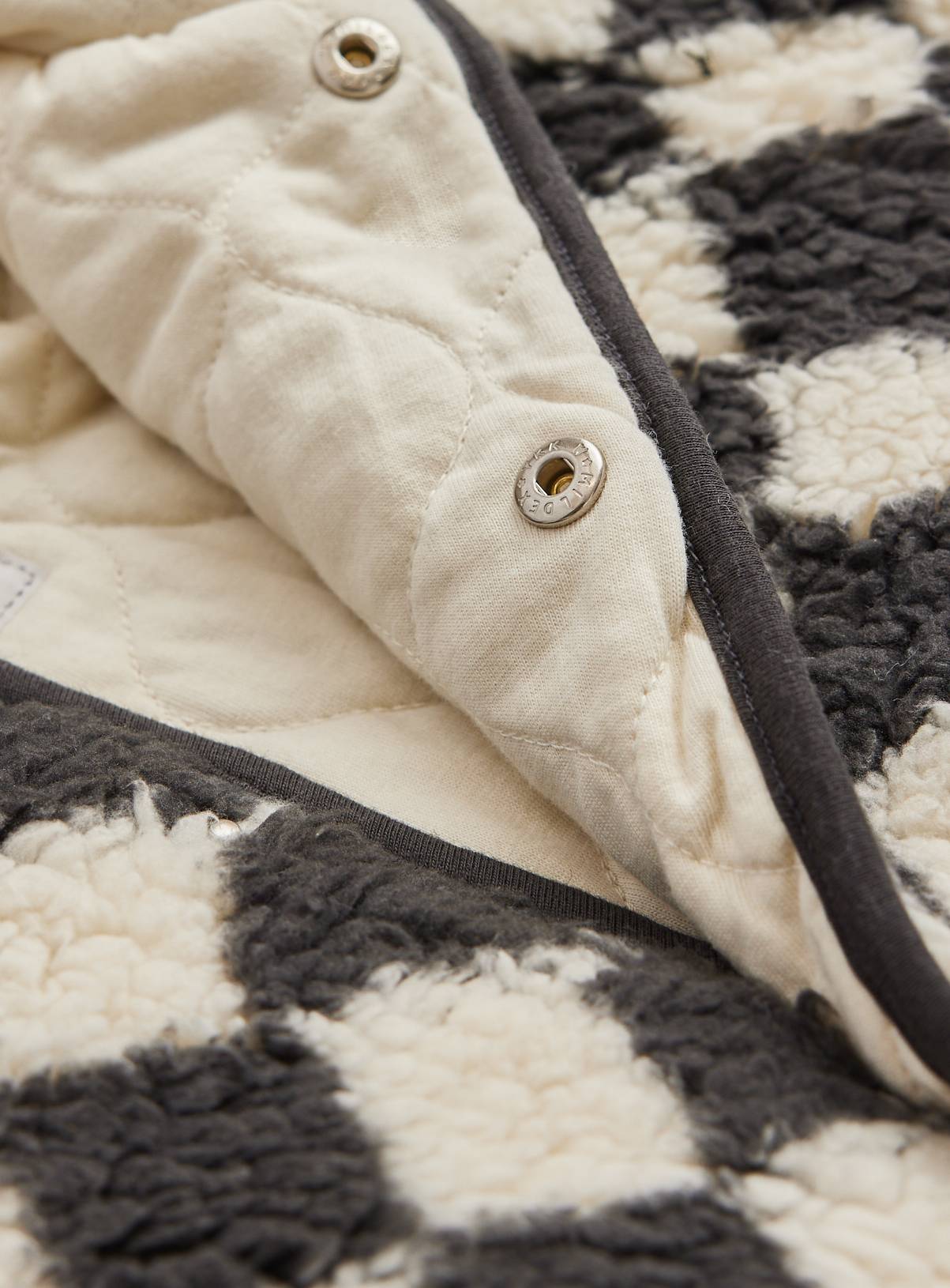 Mono Harlequin Print Borg Hooded Jacket Up to 3 mths - Image 2